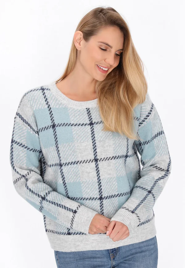 Strickpullover - light grey light blue navy