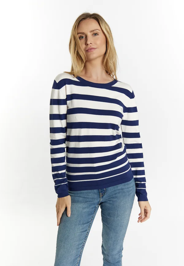 Strickpullover - marine wollweiss