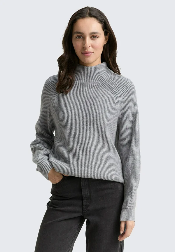 Strickpullover - mid grey rib structure