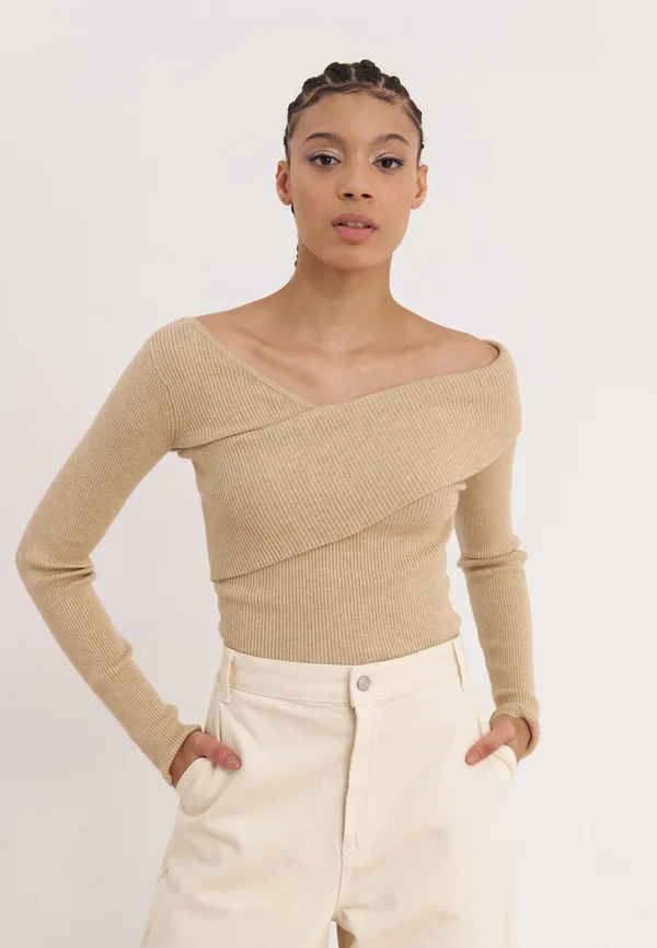 Strickpullover - mottled beige