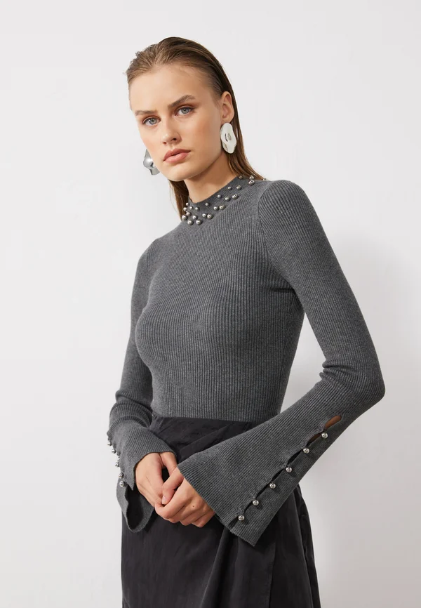 Strickpullover - mottled grey