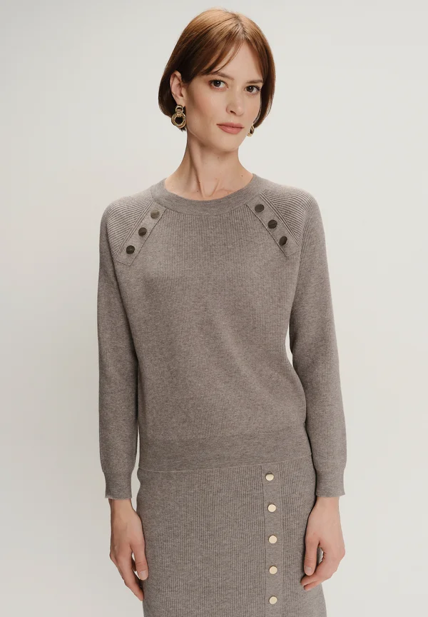 Strickpullover - mottled light brown