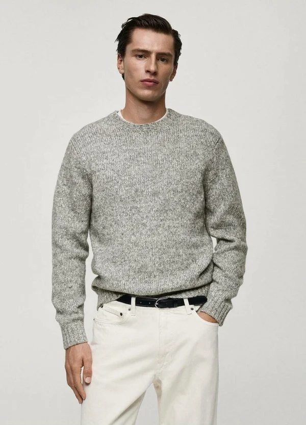Strickpullover - mottled light grey