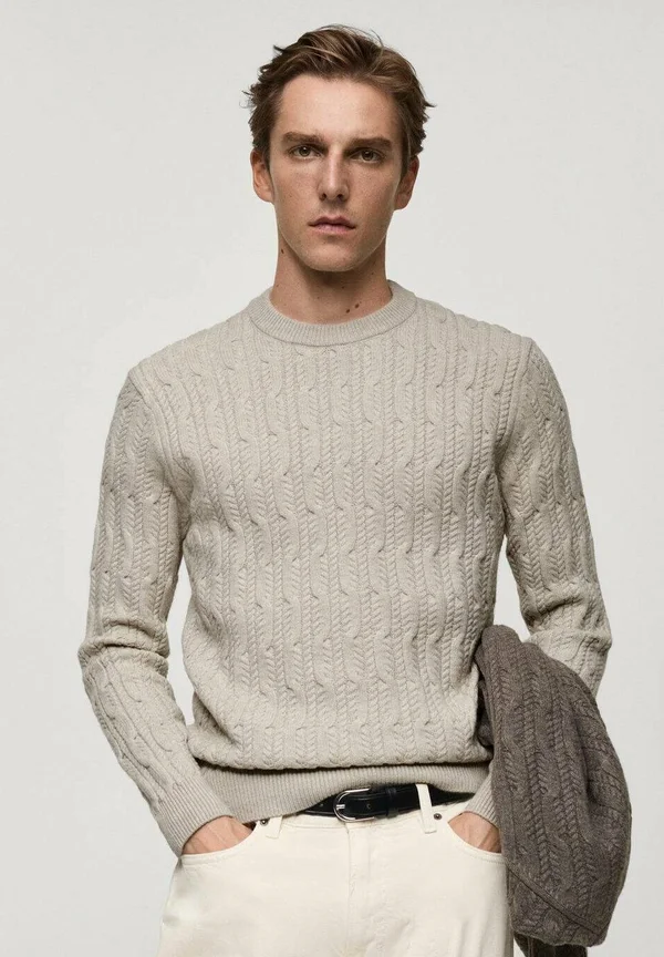 Strickpullover - mottled light grey
