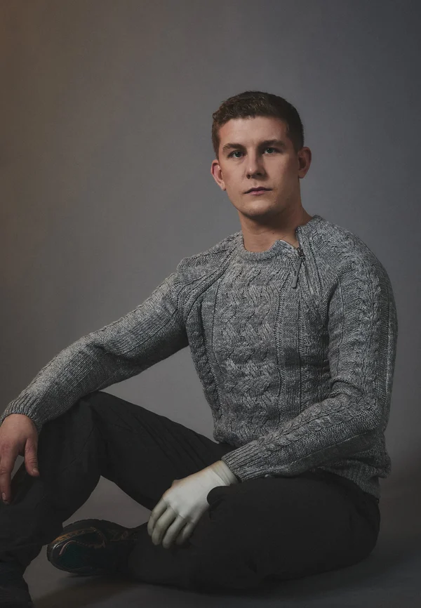 Strickpullover - mottled light grey
