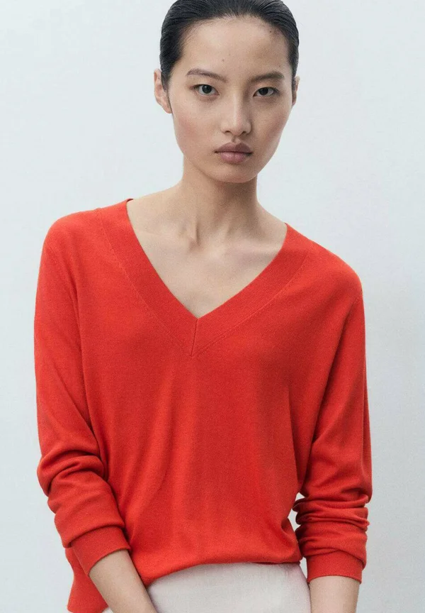 Strickpullover - mottled orange