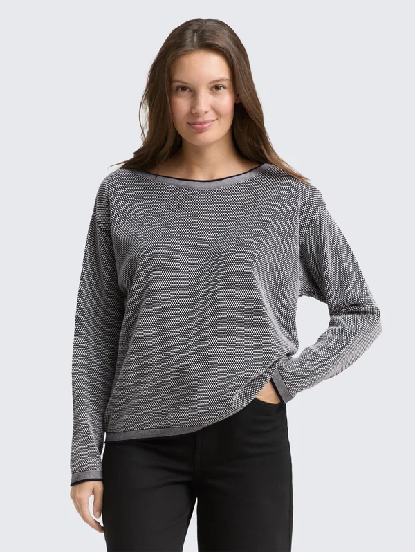 Strickpullover - navy bubble structure