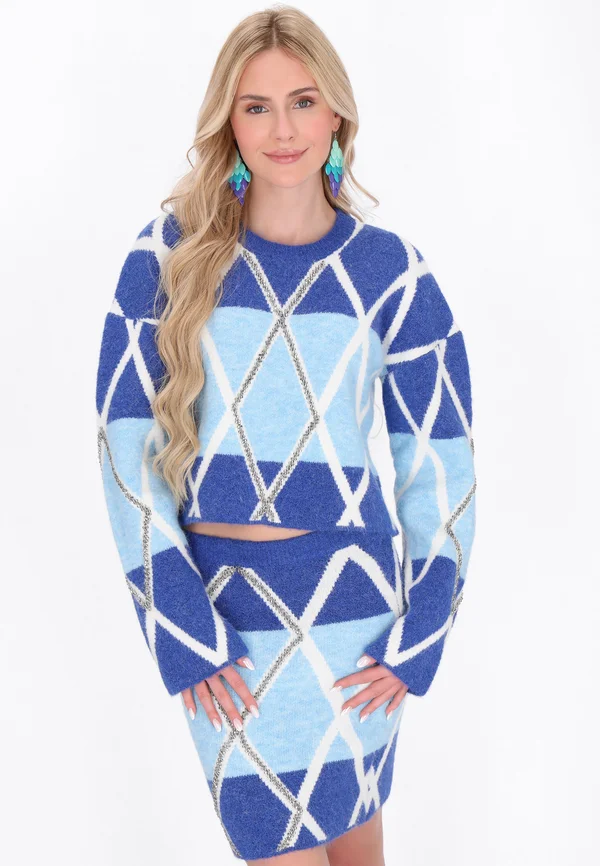 Strickpullover - navy light blue