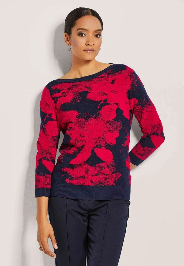 Strickpullover - navy   ruby red