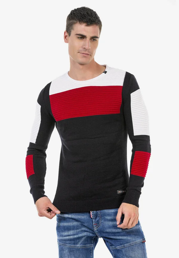 Strickpullover - navyblue red