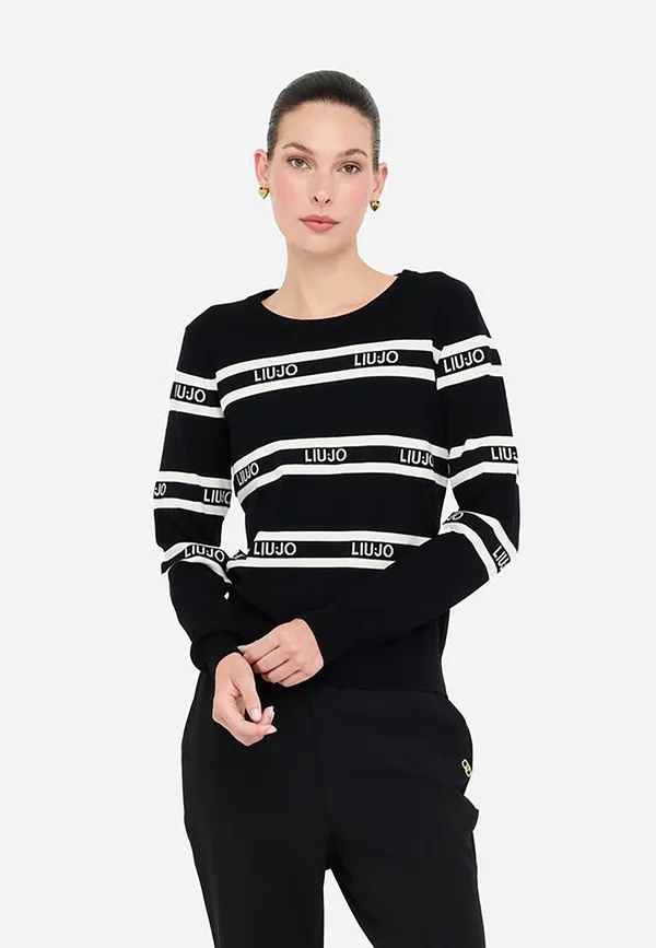 Strickpullover - nero bianco latte