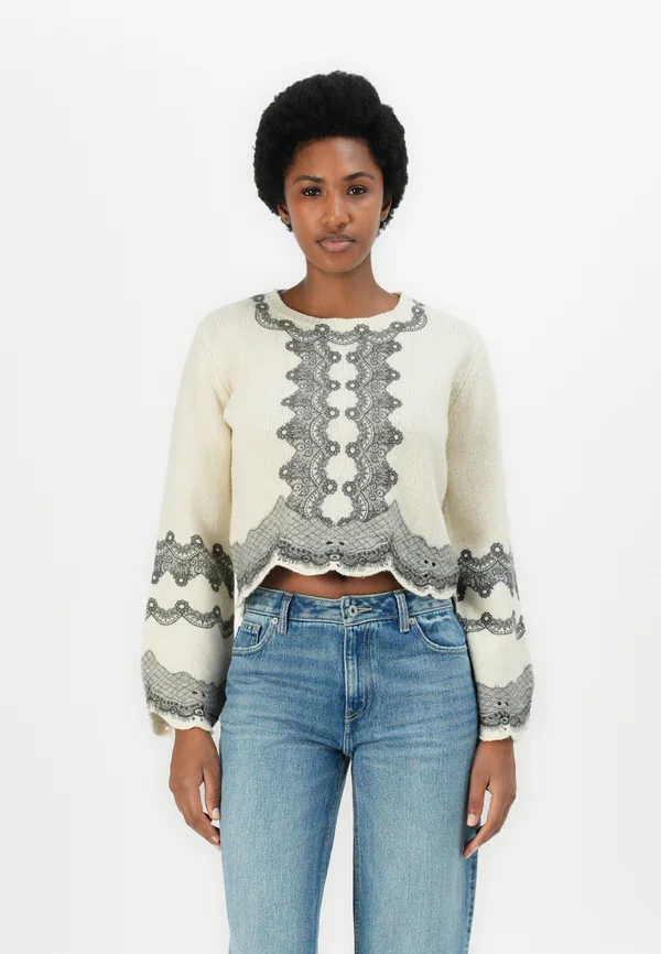 Strickpullover - neve/nero