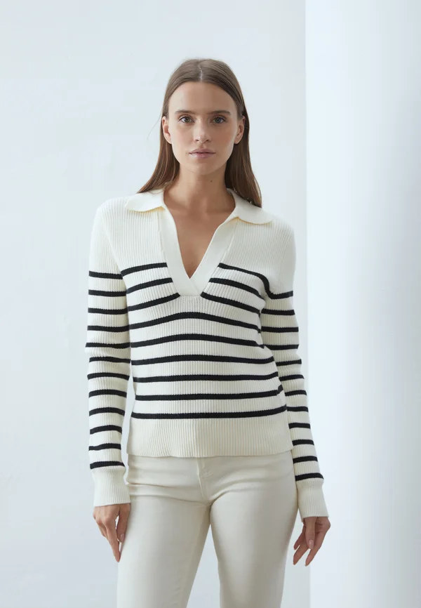 Strickpullover - off-white/black