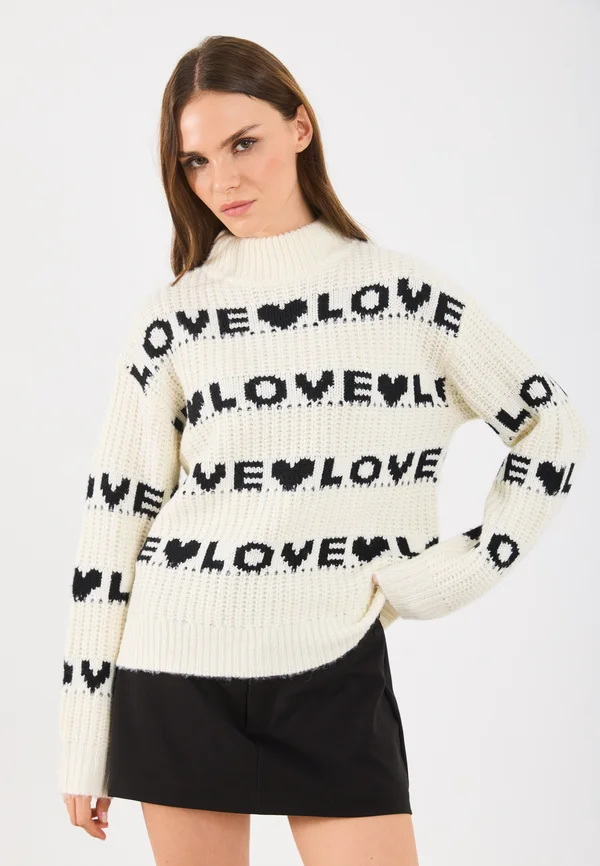 Strickpullover - off white/black