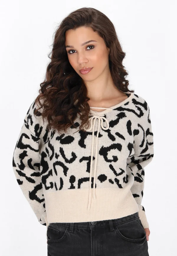 Strickpullover - offwhite black