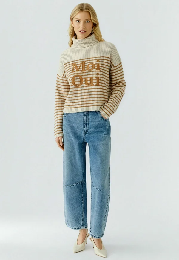 Strickpullover - offwhite camel