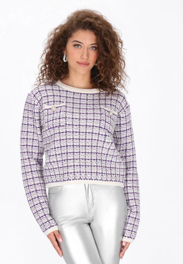 Strickpullover - offwhite lilac