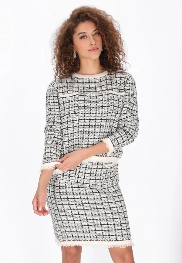 Strickpullover - offwhite/black/gold