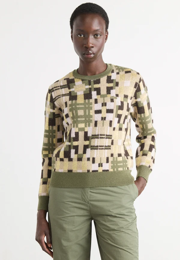 Strickpullover - olive/viennese/nidus/port/sesame