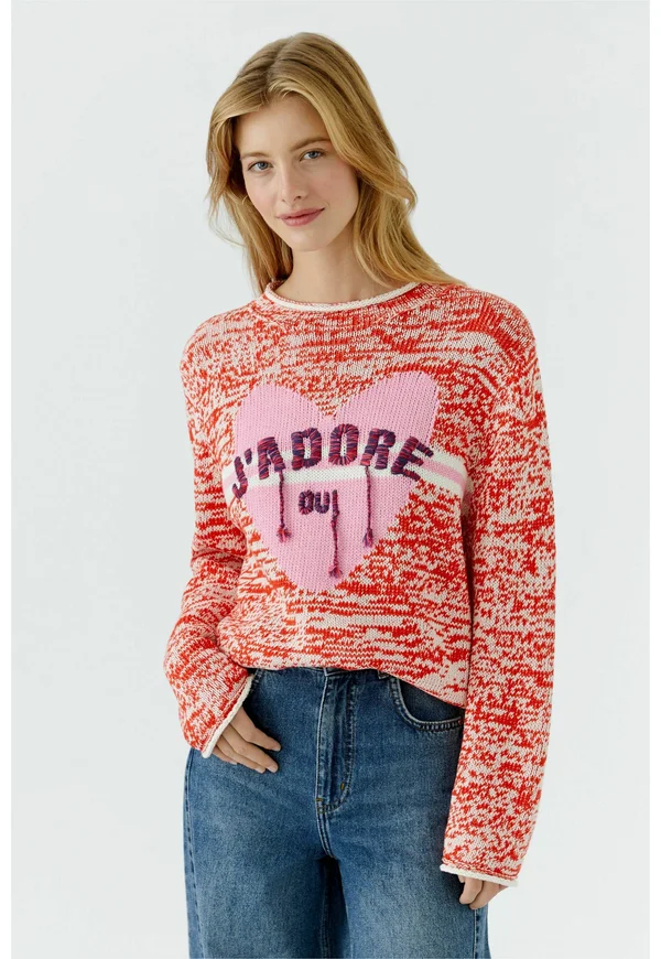 Strickpullover - red white