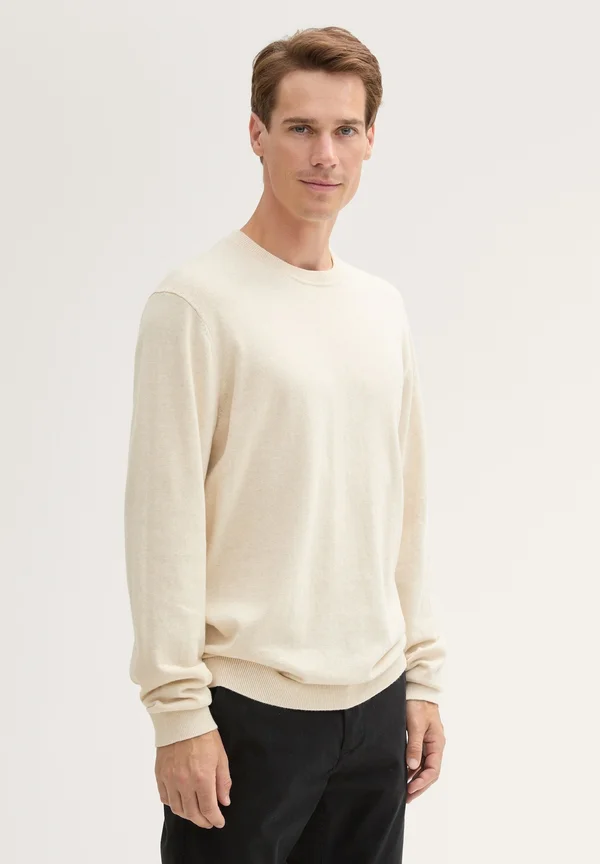Strickpullover - sand white melange