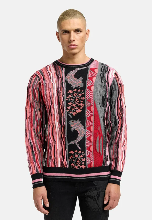 Strickpullover - schwarz   weiß   pink
