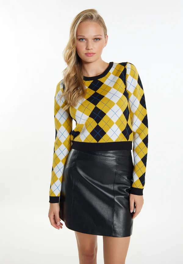 Strickpullover - schwarz weiss mehrfarbig