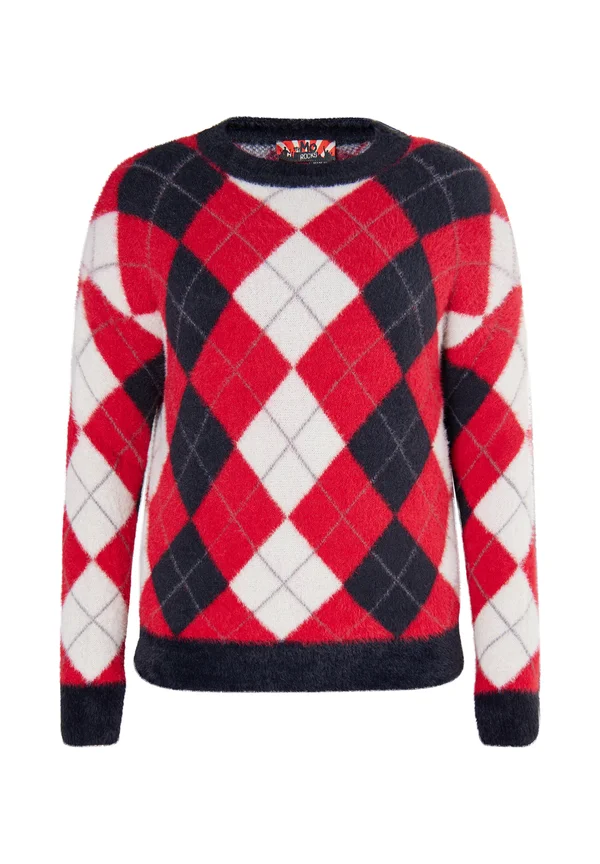 Strickpullover - schwarz/rot mehrfarbig