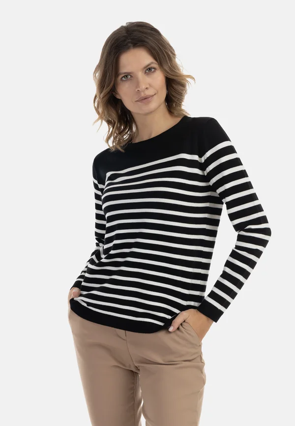 Strickpullover - schwarz/wollweiss