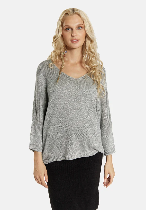 Strickpullover - silber grau