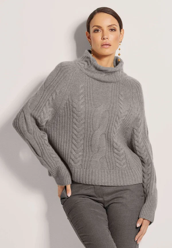 Strickpullover - silver gray wool/white melange
