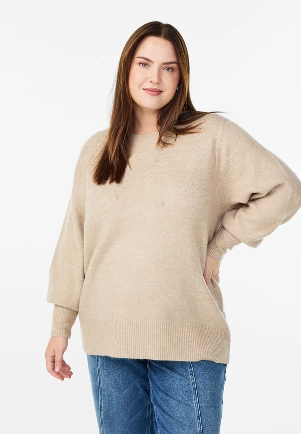 Strickpullover - simply taupe mel