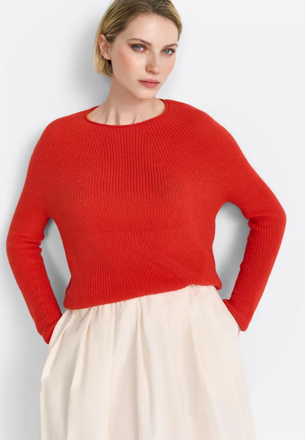 Strickpullover - sunset red