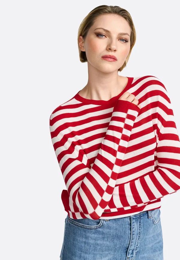Strickpullover - sunset red