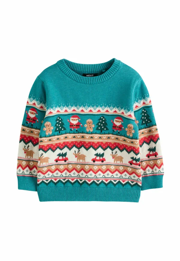 Strickpullover - teal blue fairisle