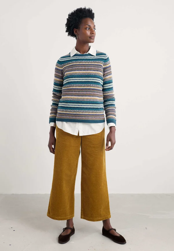 Strickpullover - teal - weaving needle dark eden mix