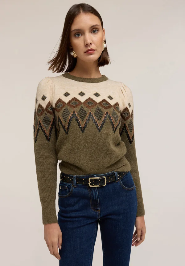 Strickpullover - verde militare