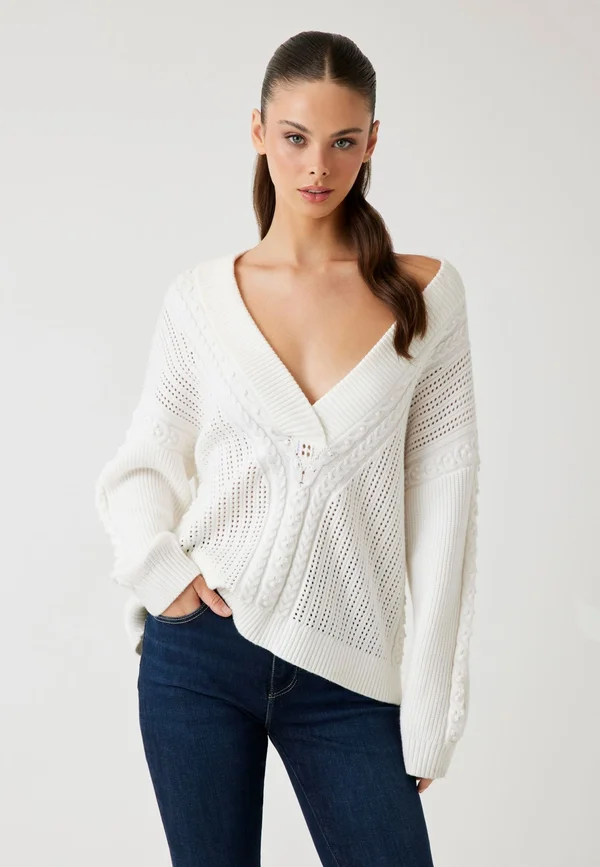 Strickpullover - weiß