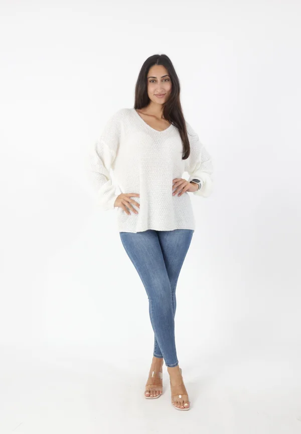 Strickpullover - weiß