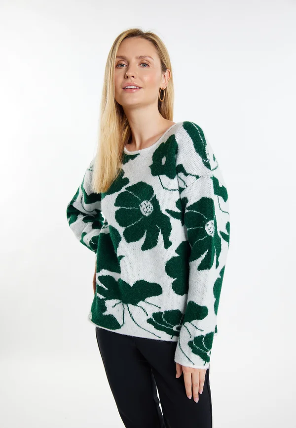 Strickpullover - weiss grün