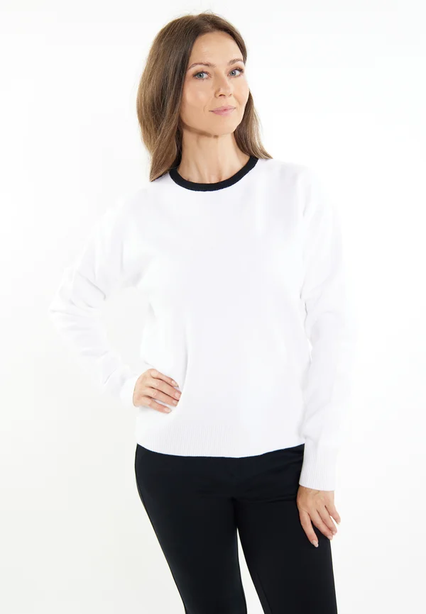 Strickpullover - weiss schwarz