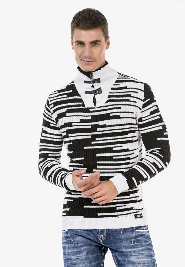 Strickpullover - white black