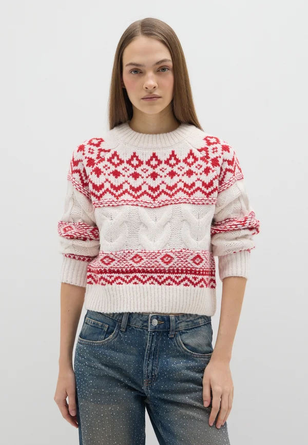 Strickpullover - white red