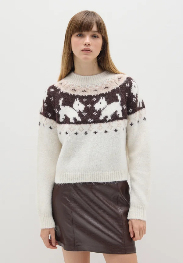 Strickpullover - white/brown