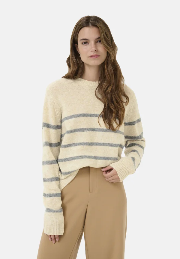 Strickpullover - whitecap melange grey stripe