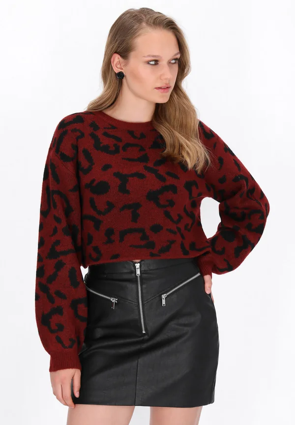 Strickpullover - wine red/black