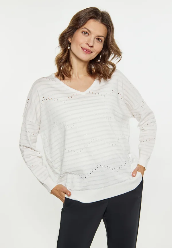 Strickpullover - wollweiss