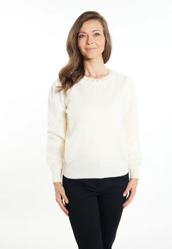 Strickpullover - wollweiss