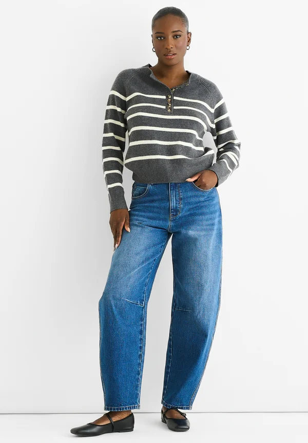 STRIPE - Strickpullover - grey