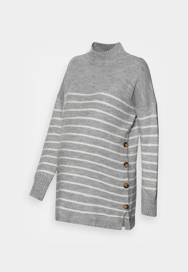 STRIPE TURTLE NECK - Strickpullover - marl grey